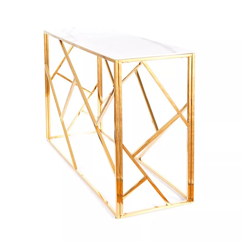 Console Landile 120 x 40 cm avec plateau imitation marbre