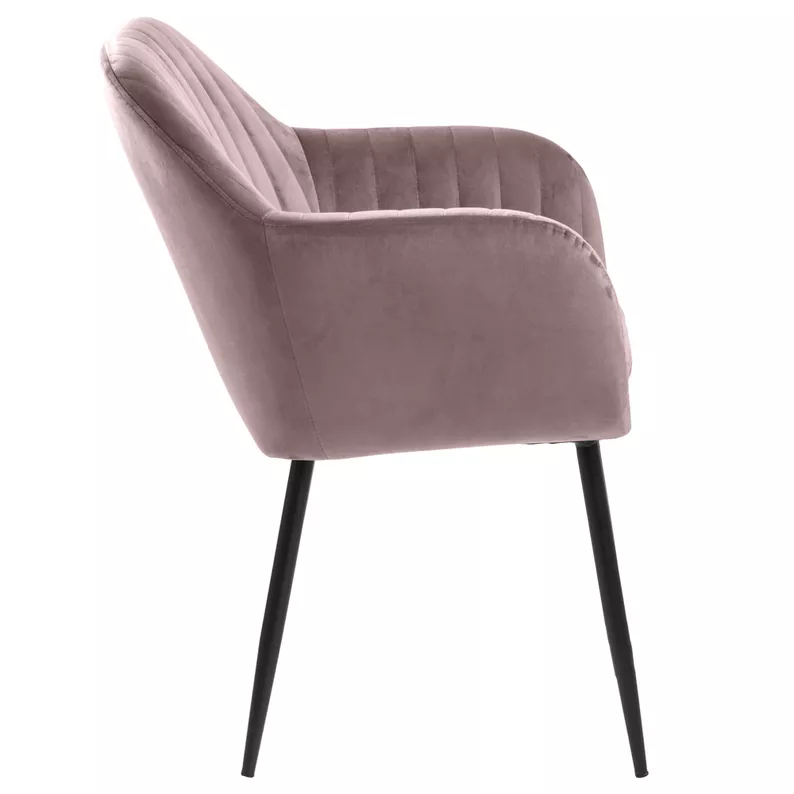 ELIDI Chaise rembourrée velours rose poudré pieds métal