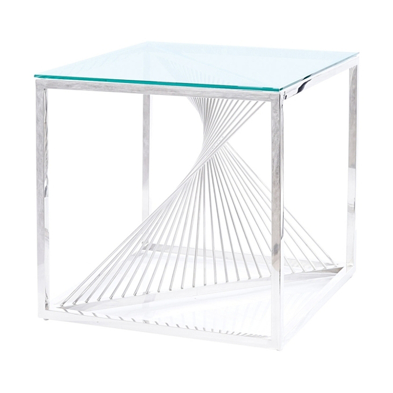 Table basse Miriella 55x55 cm avec plateau en verre
