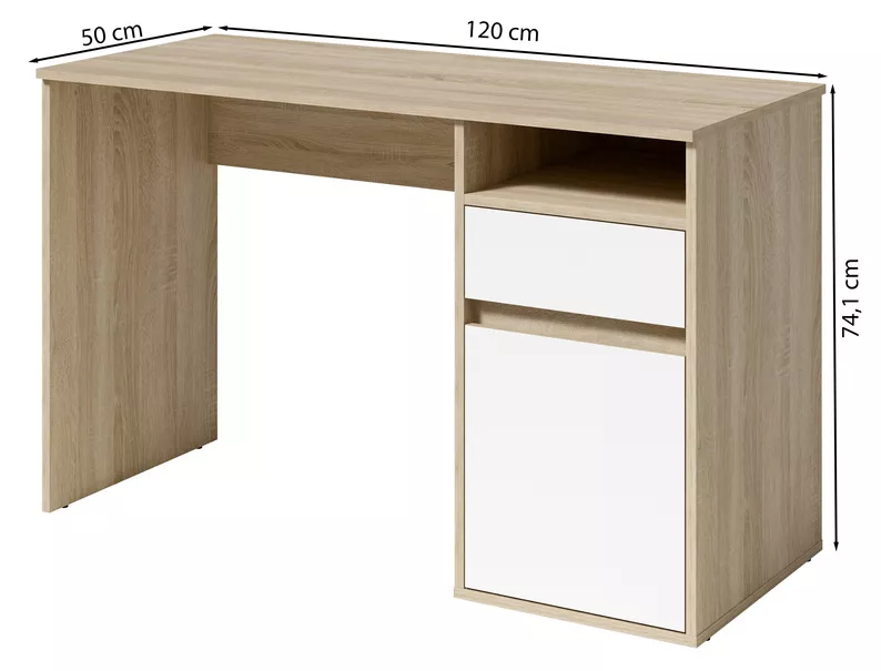 Biurko Billa z szufladą i szafką 120 cm dąb sonoma / biały