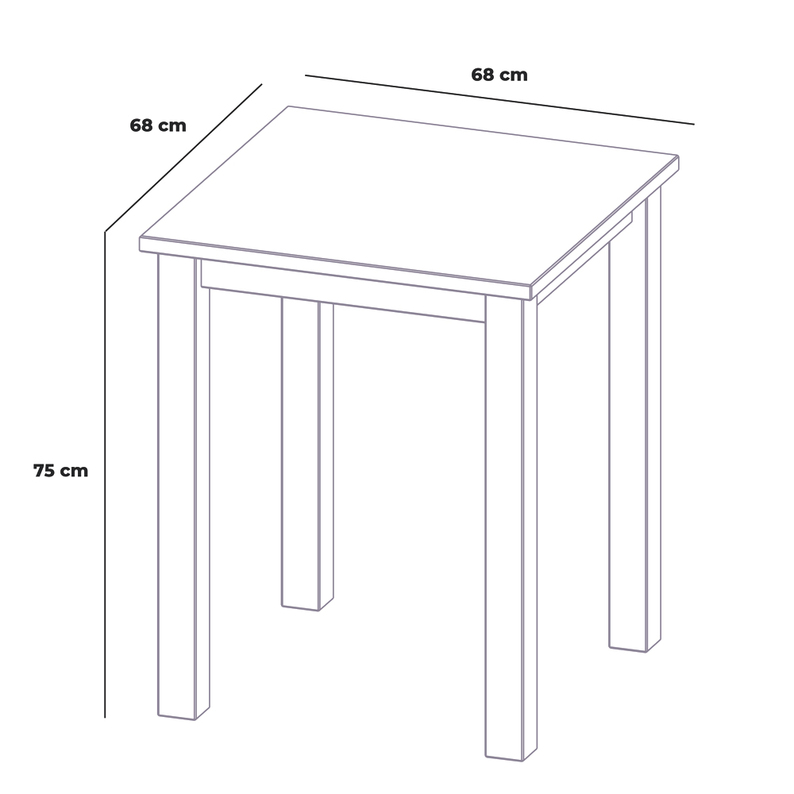 Table Silphium 68x68 cm, chêne