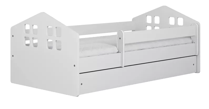 Lit enfant Bubup 160x80 cm avec un tiroir et un matelas blanc