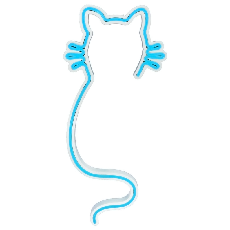 LETELY Enseigne au néon sur le mur en forme de chat bleu