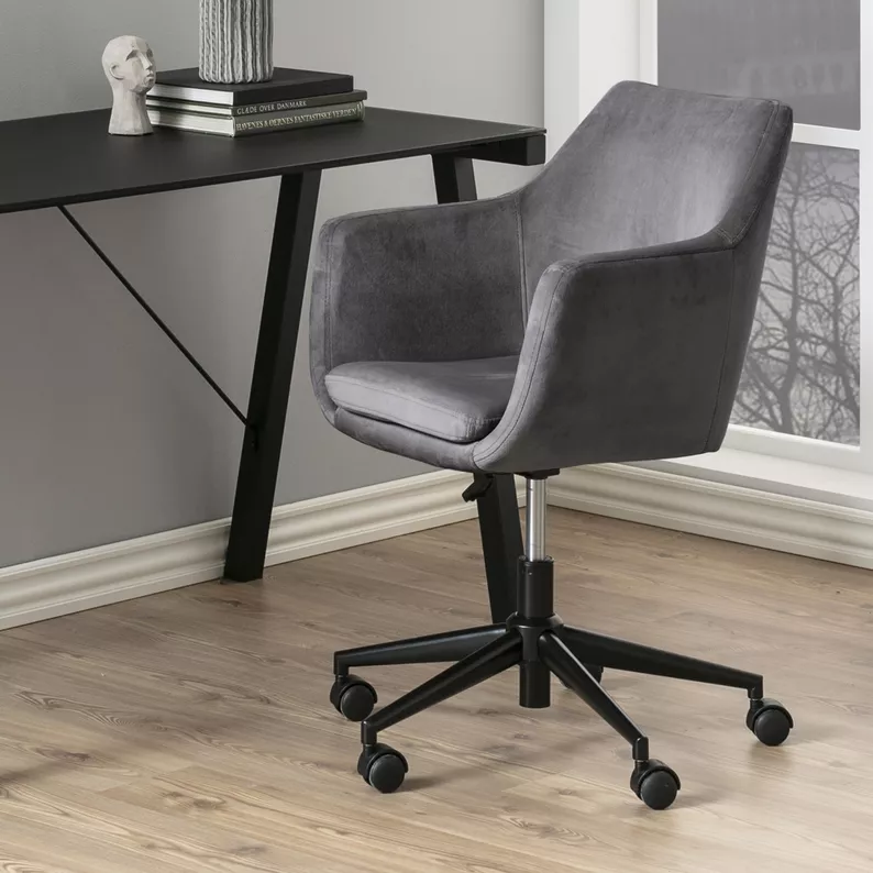 MARCELIO Chaise de bureau grise foncée de velours