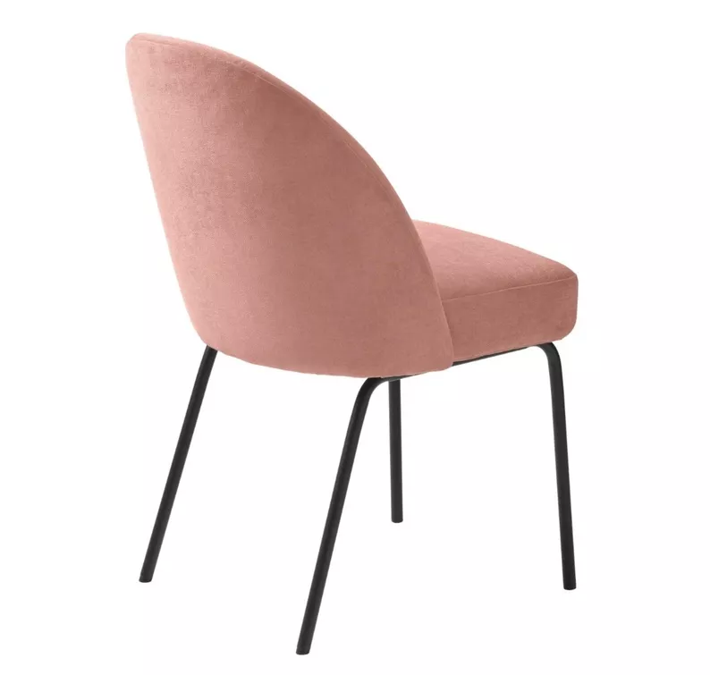 Chaise capitonnée en chenille rose Nelicials