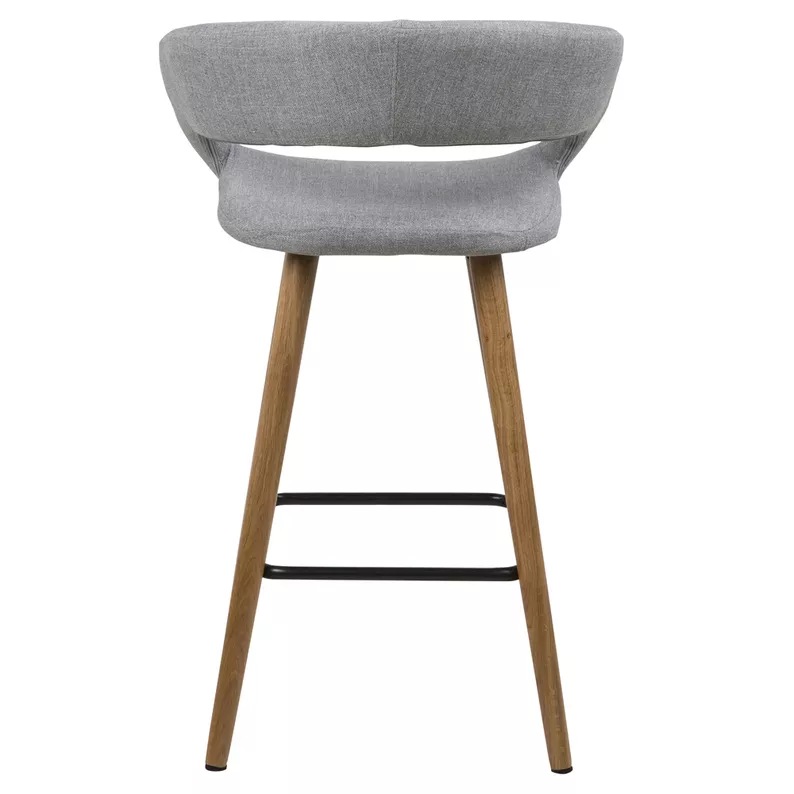 HANNAH Lot de 2 tabourets gris clair pieds foncés