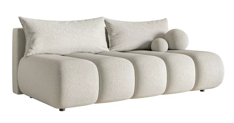 Kanapa trzyosobowa Dandelino Mini z funkcją spania jasnobeżowa boucle