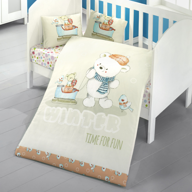 TIME FOR FUN Linge de lit enfant 100x150 cm avec deux taies d'oreiller 35x45 cm et un drap