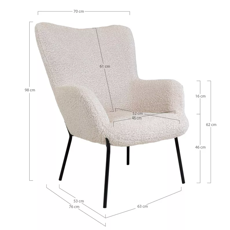 Fauteuil à oreilles Glaber blanc