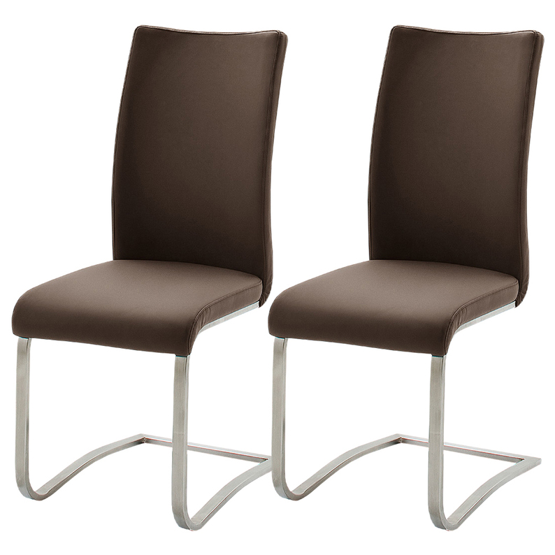 Suite de deux chaises capitonnées marron Trivoris