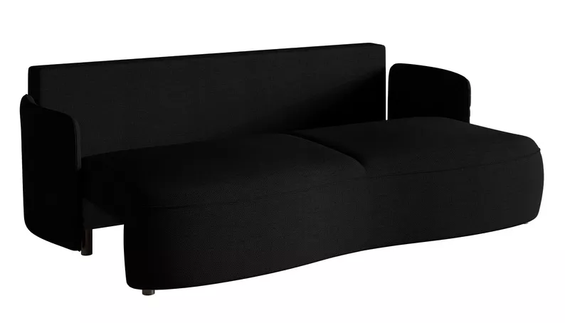 Kanapa rozkładana trzyosobowa Raviolo z pojemnikiem czarna szenil hydrofobowy