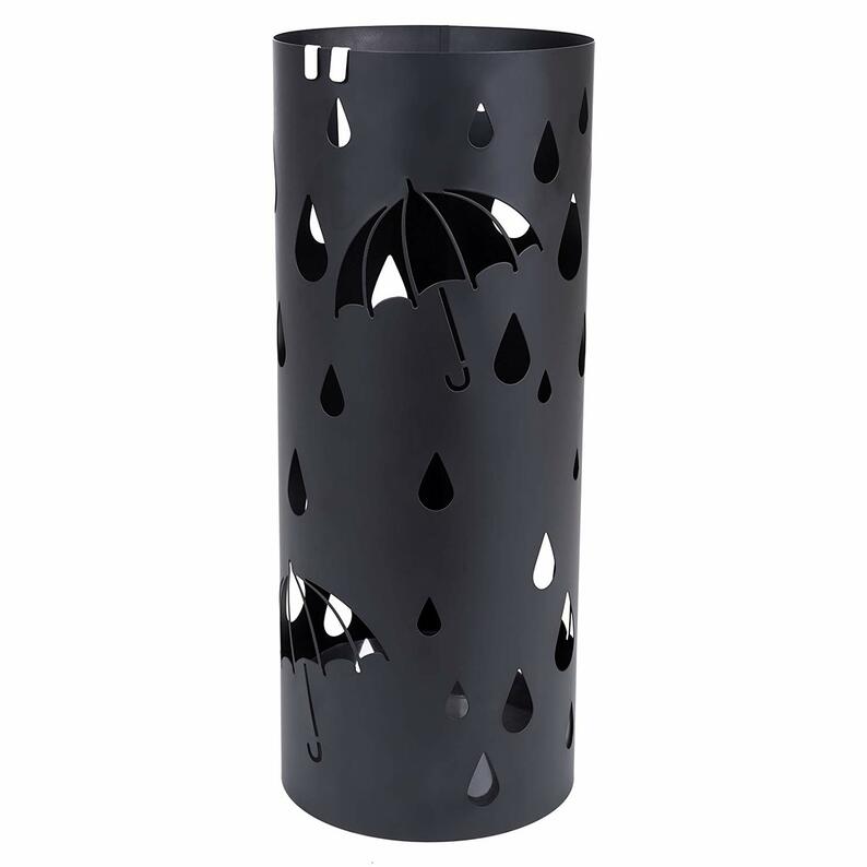 RAIN Porte-parapluies rond en métal noir