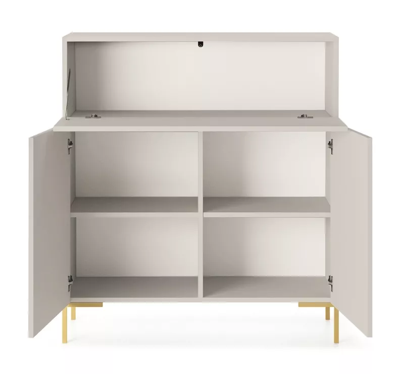 Commode Lammelo 92 cm beige pieds dorés