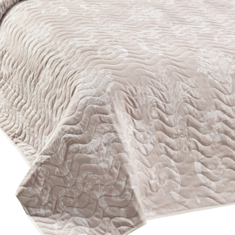 NERIEL Couvre-lit 160x220 cm avec une taie d'oreiller 50x70 cm décors crème