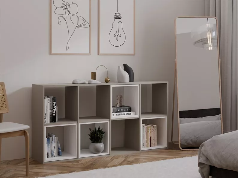 Regał otwarty Malax z ośmioma półkami 147 cm szary