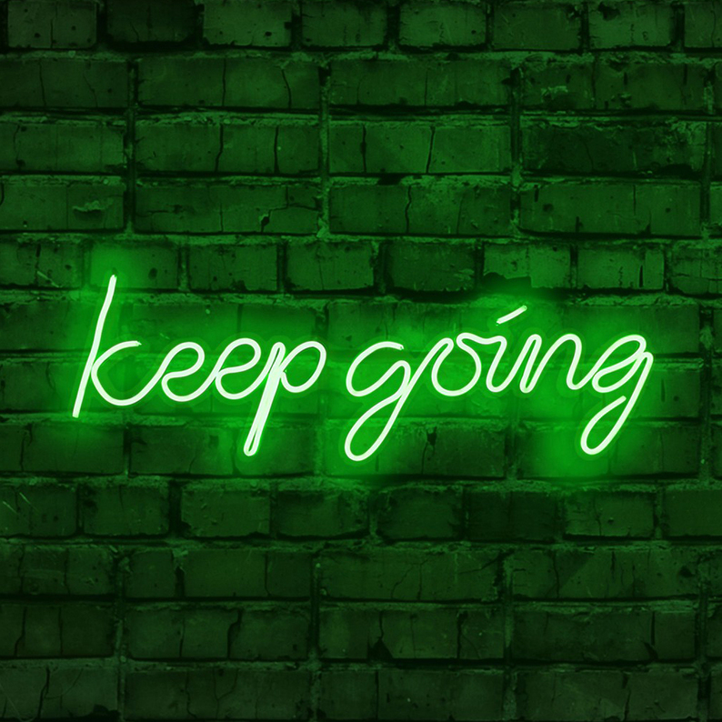 LETELY Enseigne au néon sur le mur avec inscription Keep Going vert
