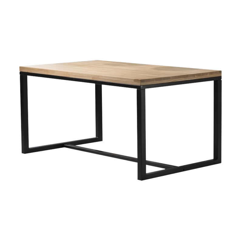 PAZMER Table basse 180x90 cm de bois massif pieds noirs avec support de renfort