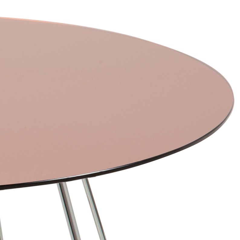 MILHA Table ronde en verre diamètre 80 cm cuivre avec un cadre argenté