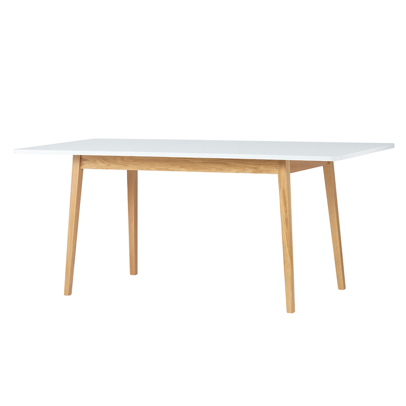 VENEER Table à manger extensible 160-200x90 cm blanc / bois de chêne