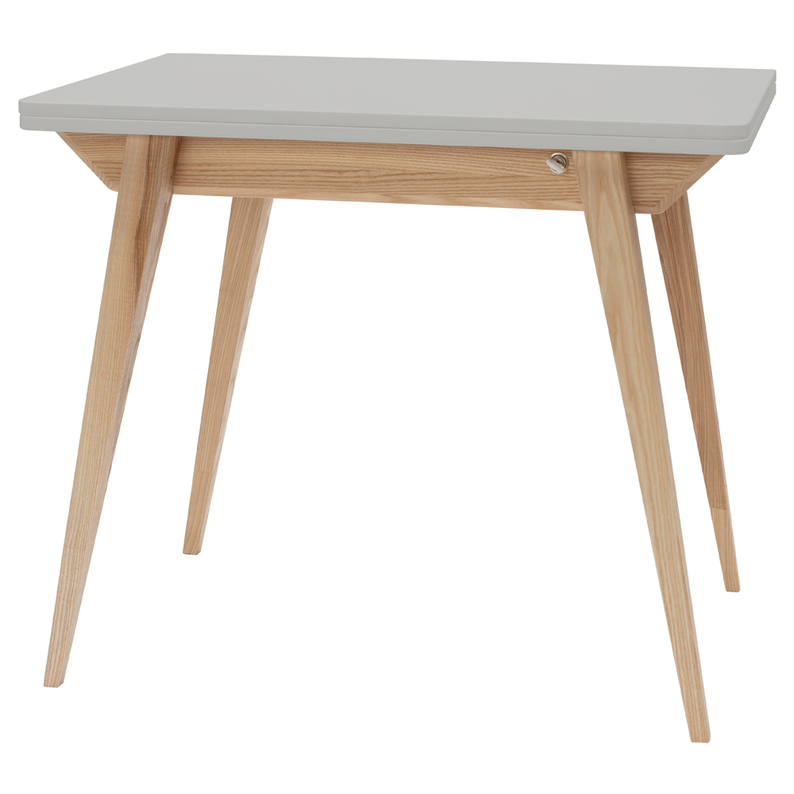 Table à rallonge enveloppe 65-130x90 cm gris clair