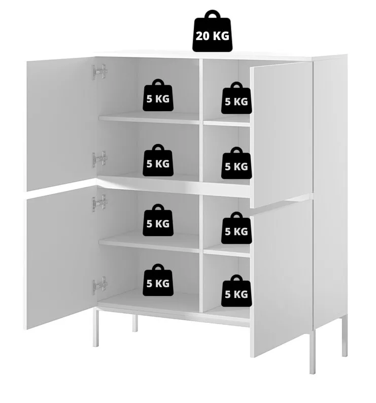 Commode haute Bemmi 100 cm noire avec pieds noirs