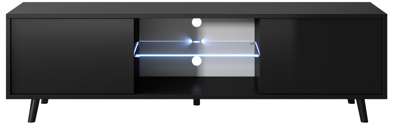 LEFYR Meuble TV 140 cm Noir mat / Noir brillant