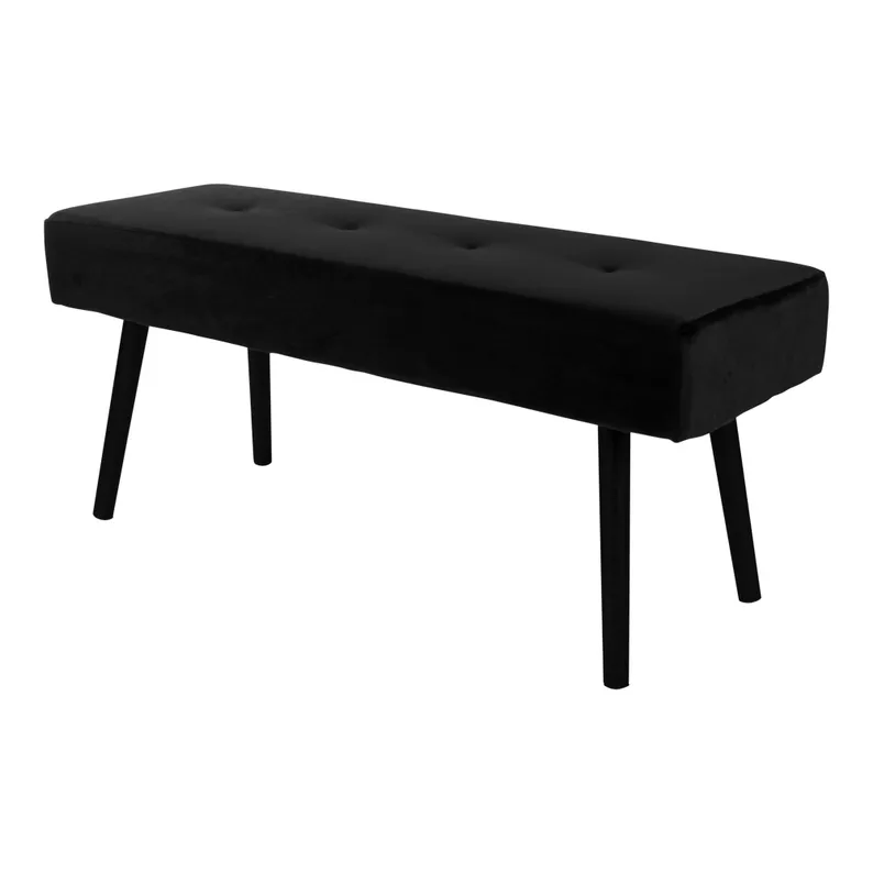 Banc en velours noir Belicer sur pieds noirs