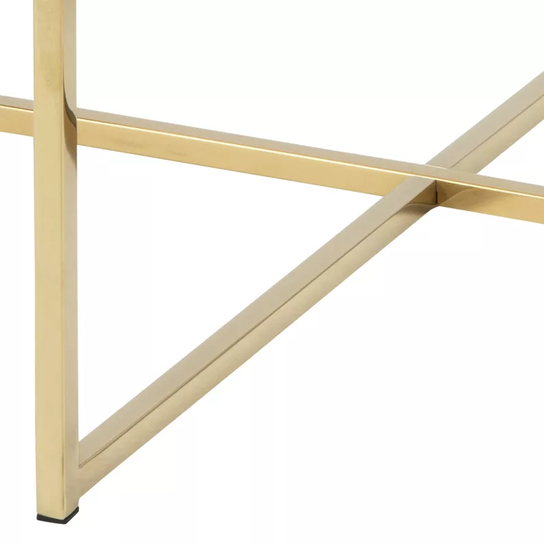BAKAR Table basse diamètre 80 cm verte avec une base en chrome doré