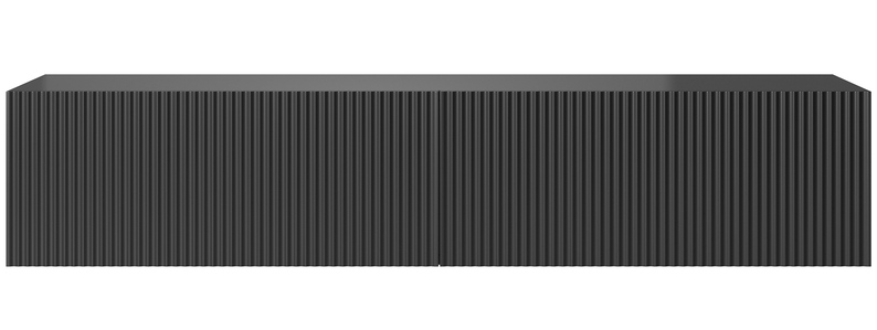 VELDIO Meuble TV 140 cm noir avec façade fraisée