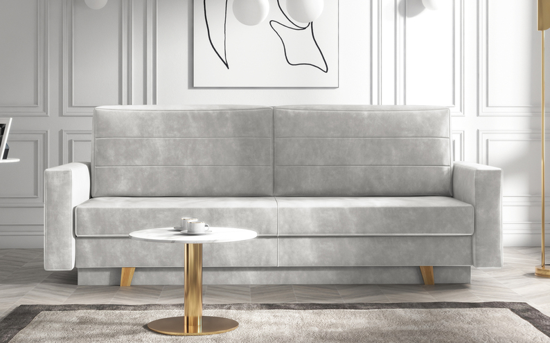 Table basse Rifetta, imitation marbre avec une base dorée