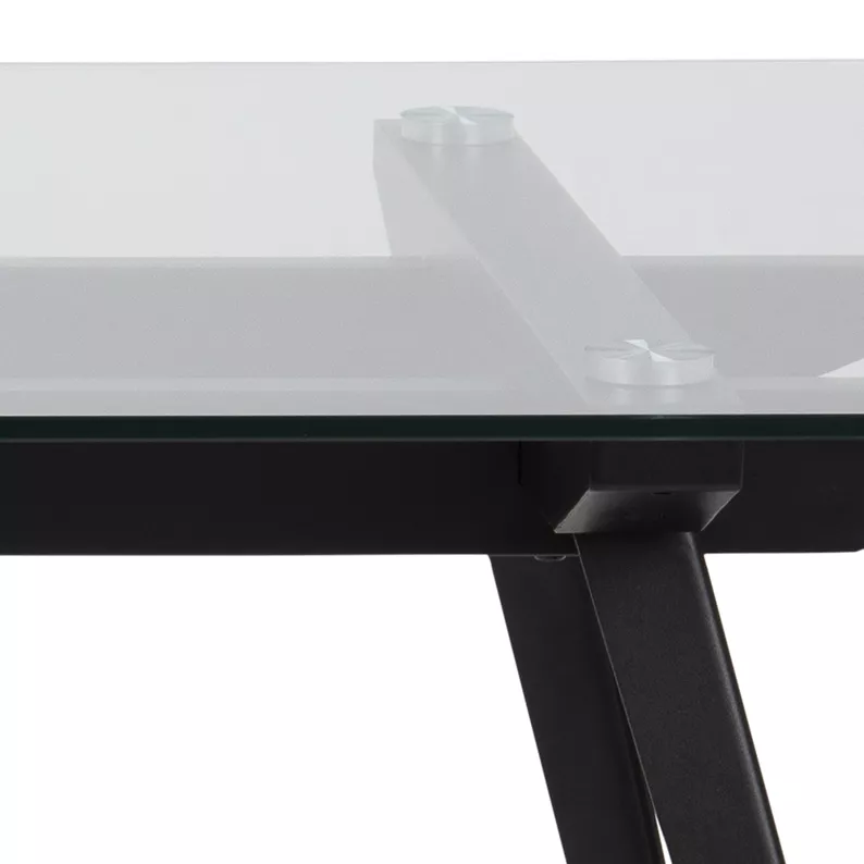 BRUNNO Table à manger 180x90 cm avec plateau en verre