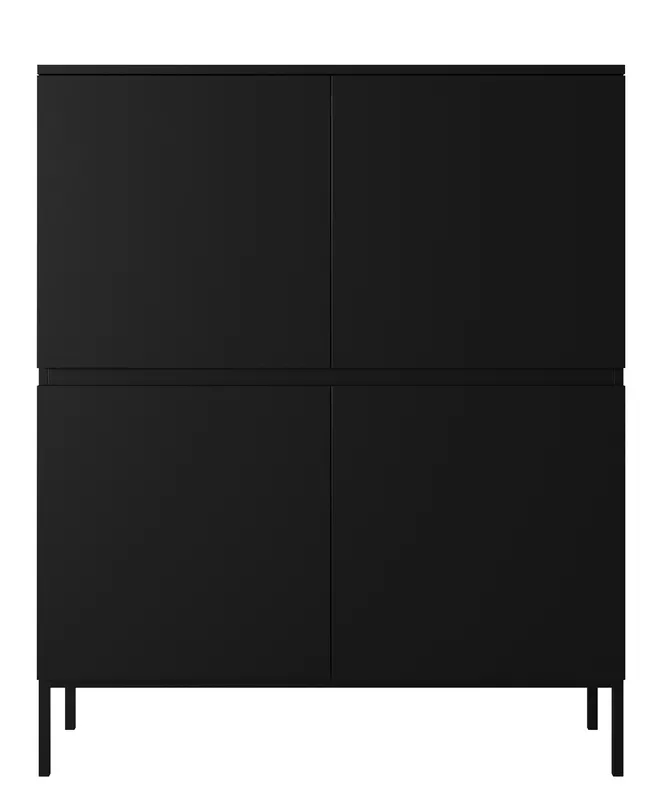 Commode haute Bemmi 100 cm noire avec pieds noirs