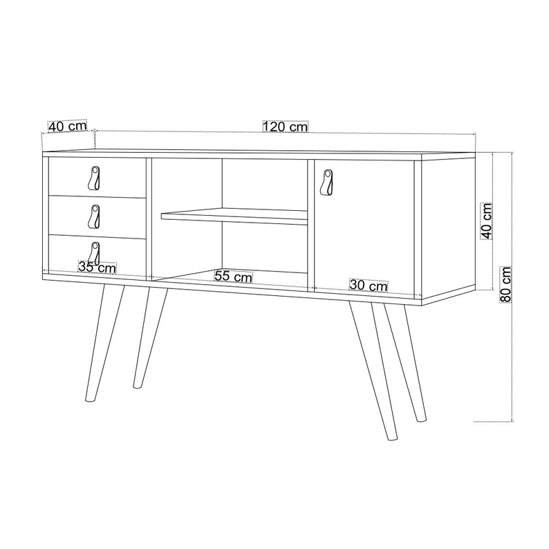Console Ineda à trois tiroirs chêne / béton