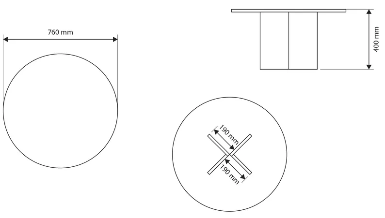 Stolik kawowy Ovo okrągły 76 cm Jesion Portland Czarny