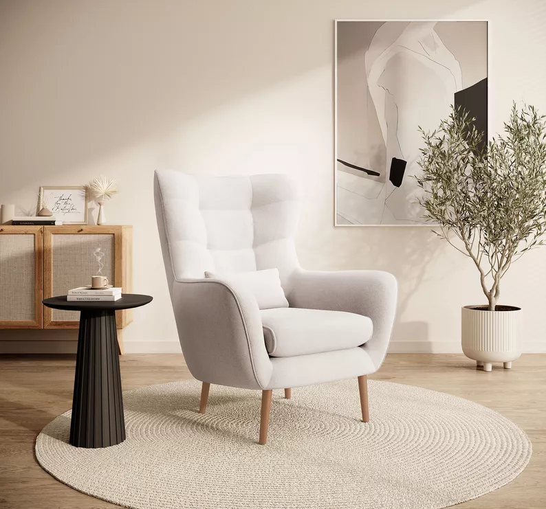 Fauteuil à oreilles loisirs beige Vence
