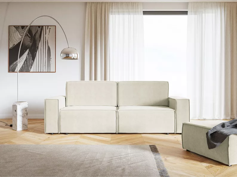 COPERTINO Canapé d'angle convertible 232 cm velours vert