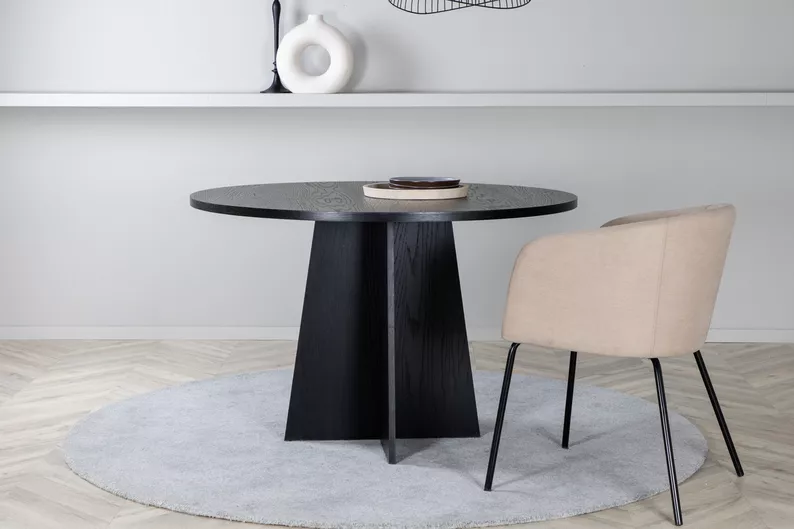 Table à manger Quishly ronde diamètre 110 cm/chêne noir