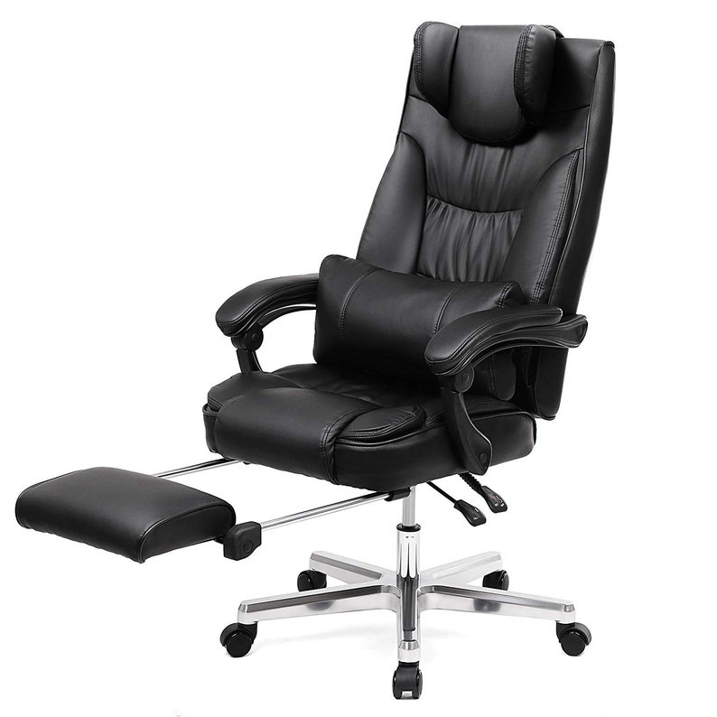 Chaise de bureau Porter noire avec repose-pieds escamotable