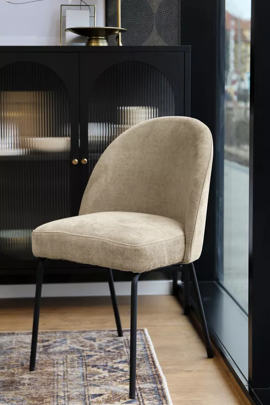 Chaise capitonnée chenille sable Nelicials