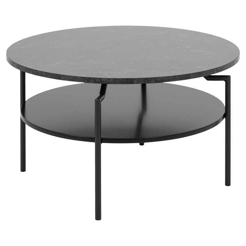 CERNIK Table basse ronde diamètre 80 cm marbre noir