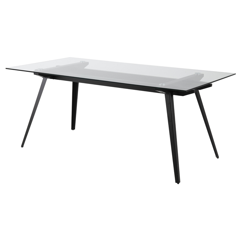 BRUNNO Table à manger 180x90 cm avec plateau en verre