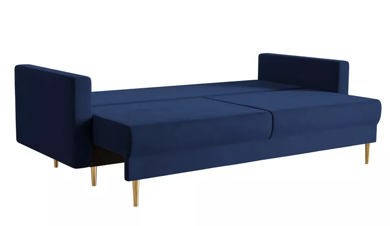 VALICO Canapé-lit trois places en velours bleu marine hydrophobe