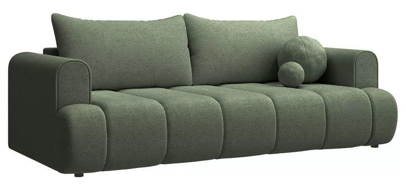 Kanapa trzyosobowa Dandelino z funkcją spania zielony szenil hydrofobowy