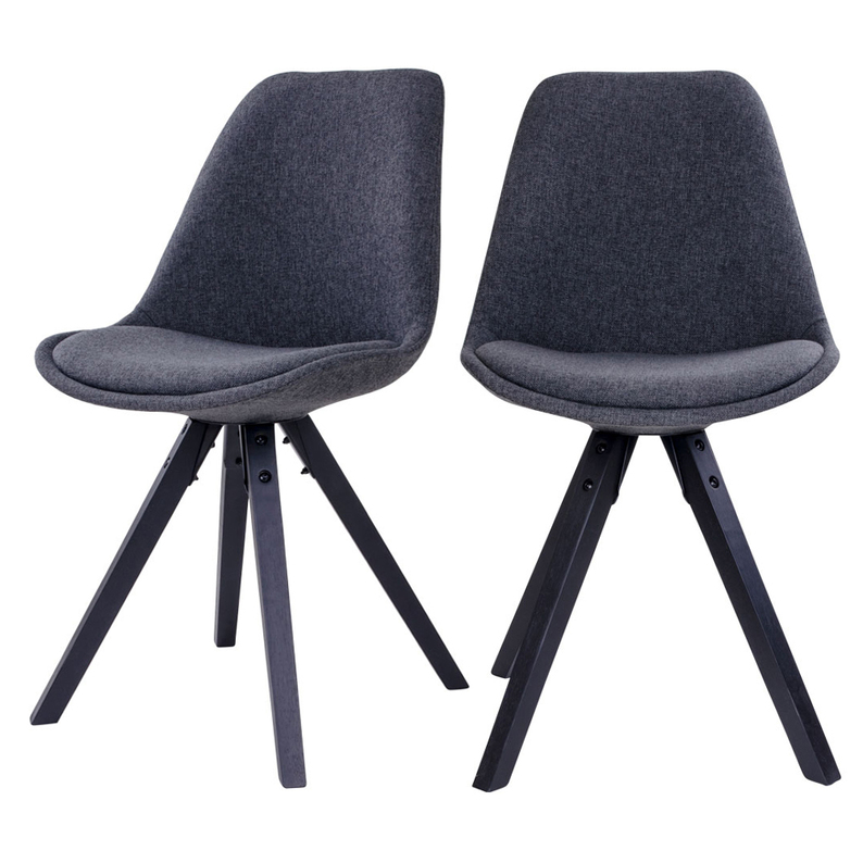 UMBRETA Lot de 2 chaises tapissées gris foncé pieds noirs en bois