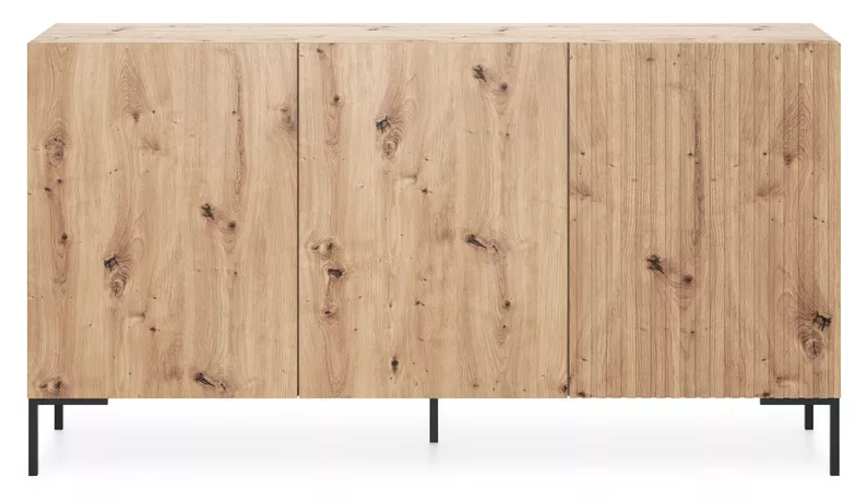 LAMMELO Commode à trois portes 140 cm en chêne lamellaire