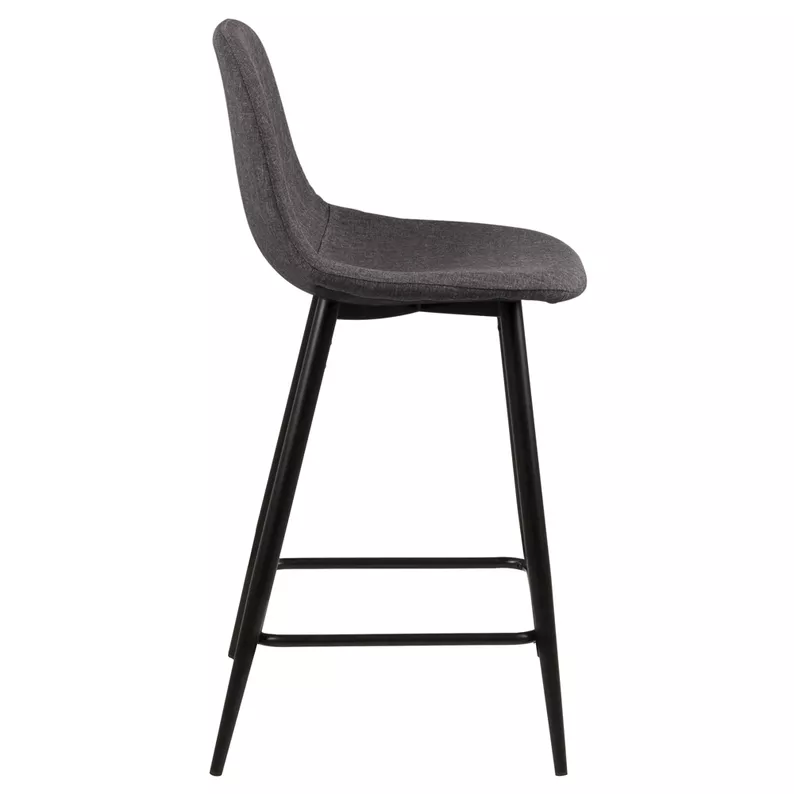 ZAKOMO Lot de deux tabourets tapissés avec galon gris sur un piètement noir de 91 cm