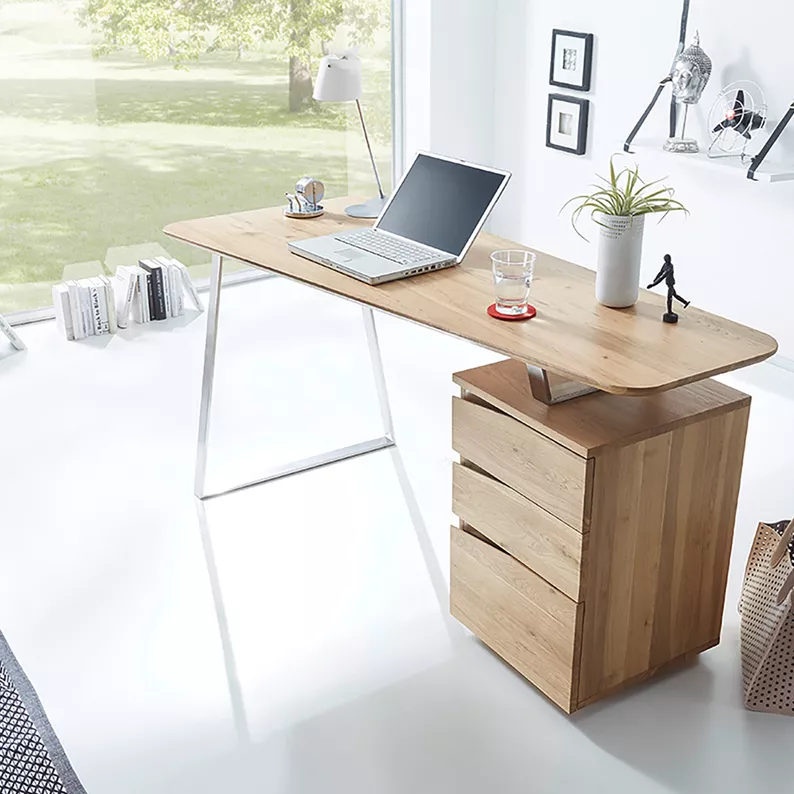 Bureau en bois avec tiroirs Dalmazia 150x67 cm en chêne