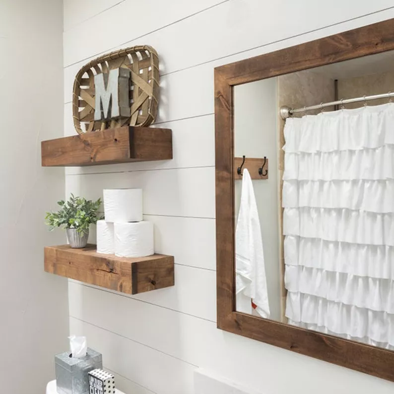 Etagère murale Reifa en noyer de style rustique 60 cm