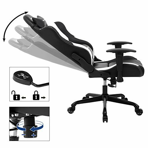 MANJARAN Chaise gamer noir / coutures blanches