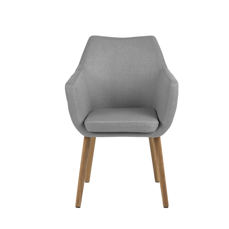 MARCELIO Chaise tapissée gris clair / pieds bois